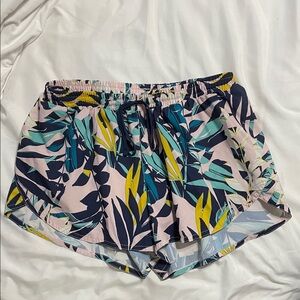 Old Navy Women's Leaf Print Athletic Shorts - Blue, Green, Yellow